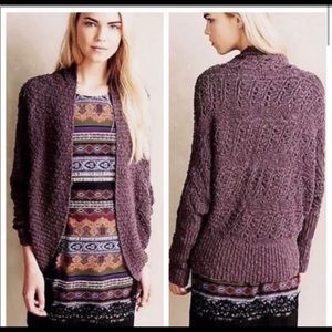 Anthro Moth Dusty Purple Open Knit Chunky Sweater